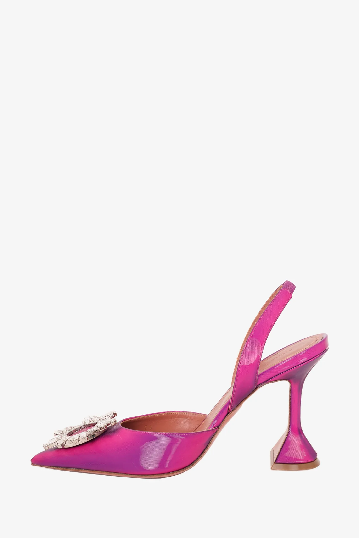 Amina Muaddi Purple Begum Leather Slingback Pumps Size 38