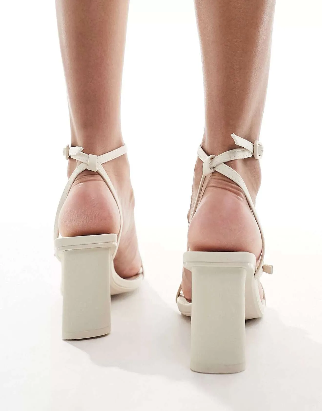 Bershka ecru strappy heels