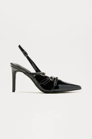 Blake Tiny Buckle Slingback Pumps - Black