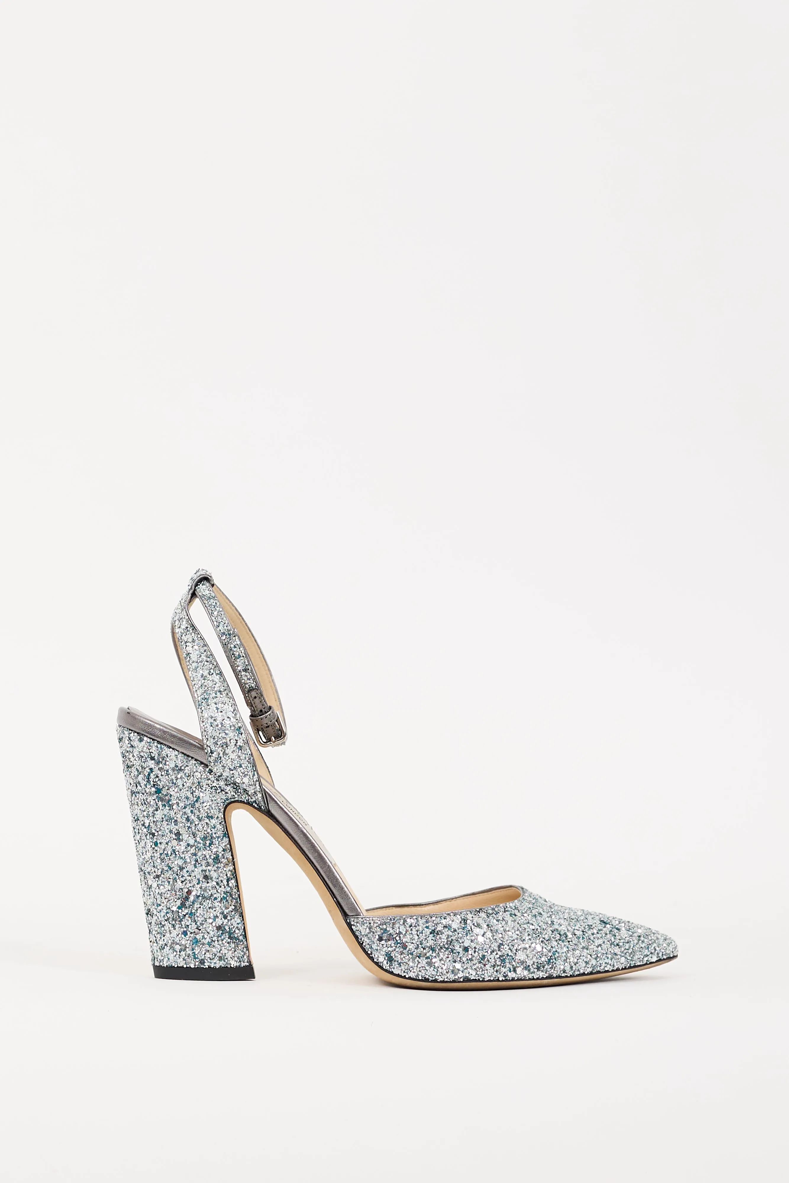 Blue & Silver Glitter Micky 100 Heel