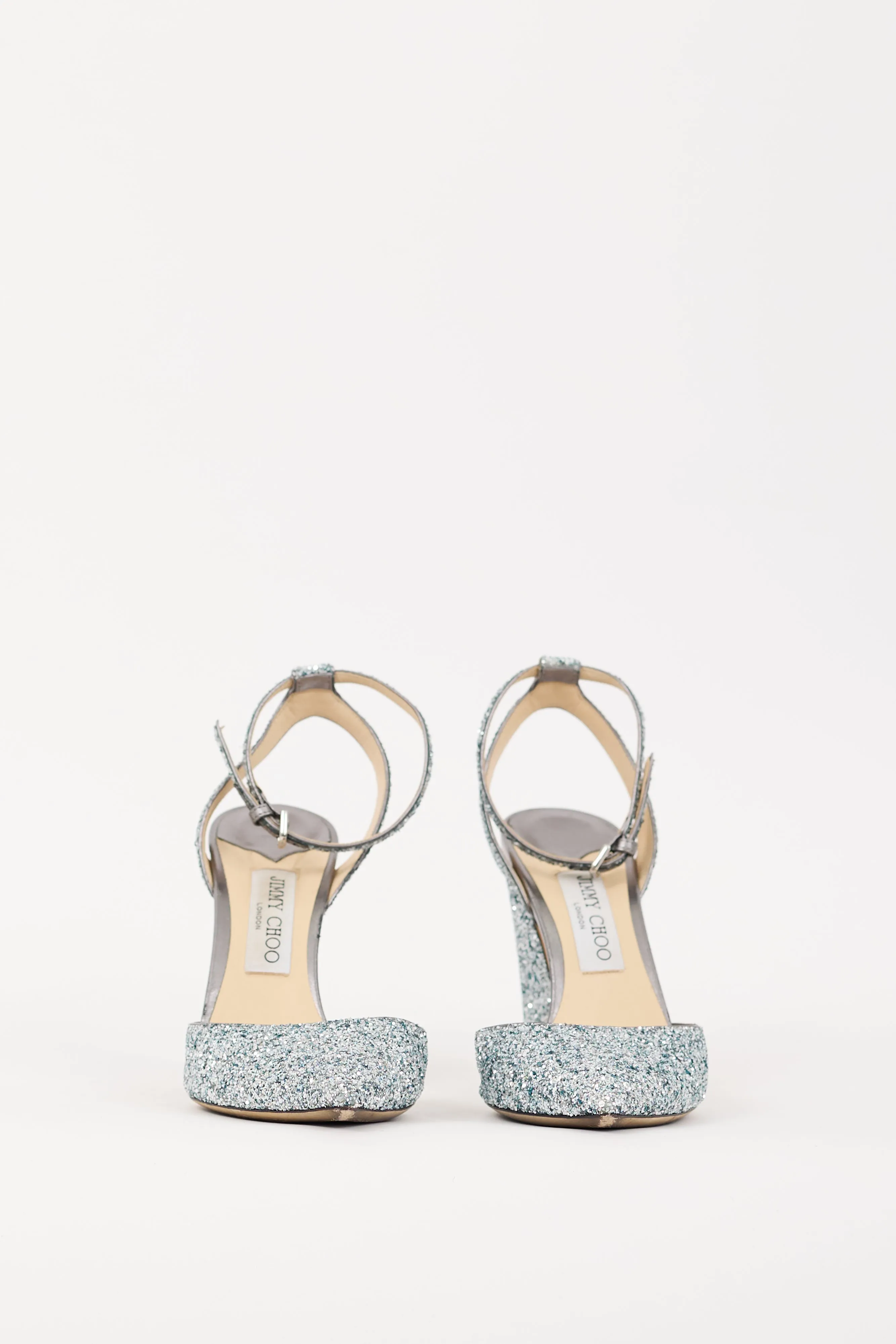 Blue & Silver Glitter Micky 100 Heel