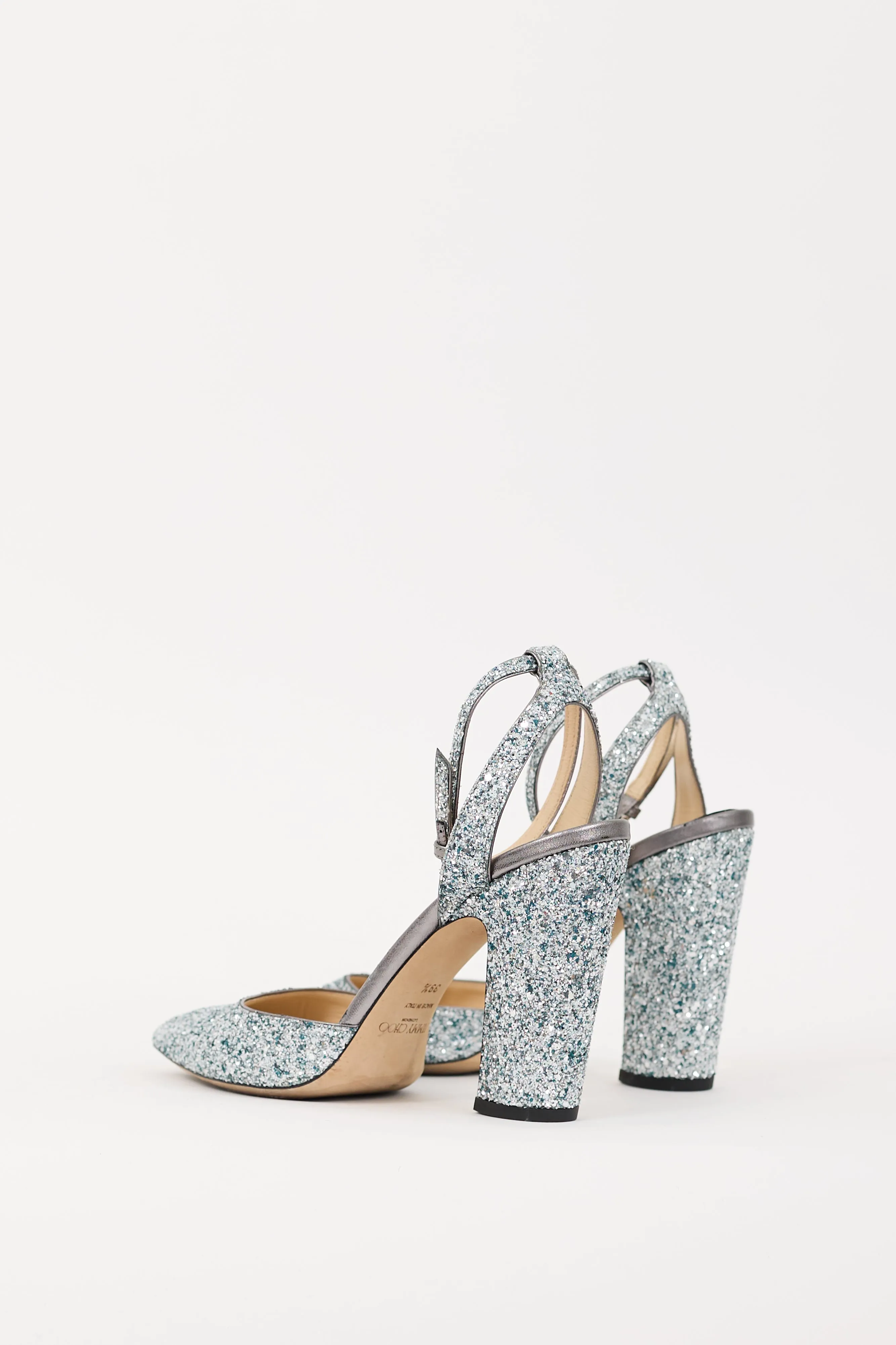 Blue & Silver Glitter Micky 100 Heel