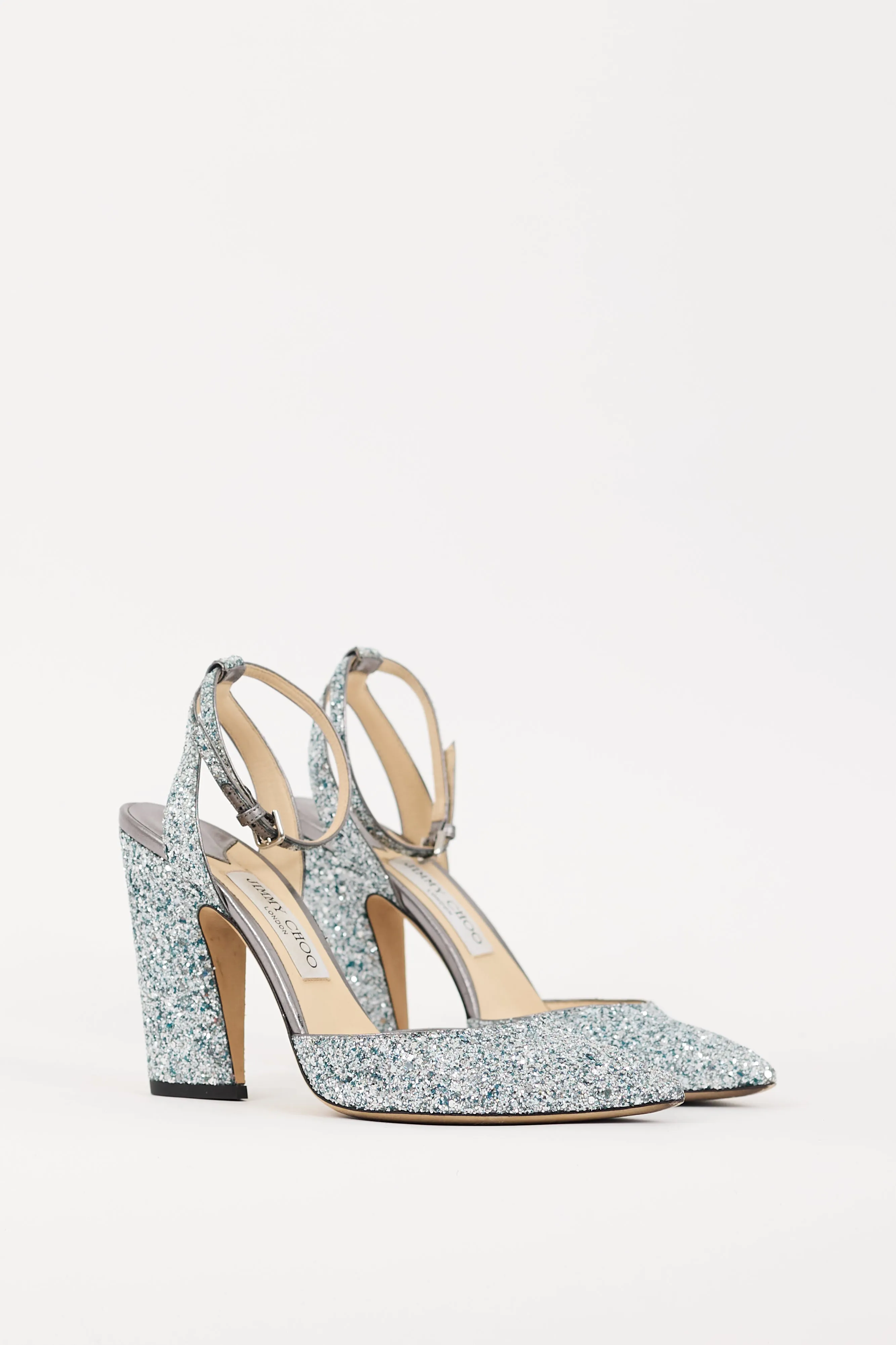 Blue & Silver Glitter Micky 100 Heel