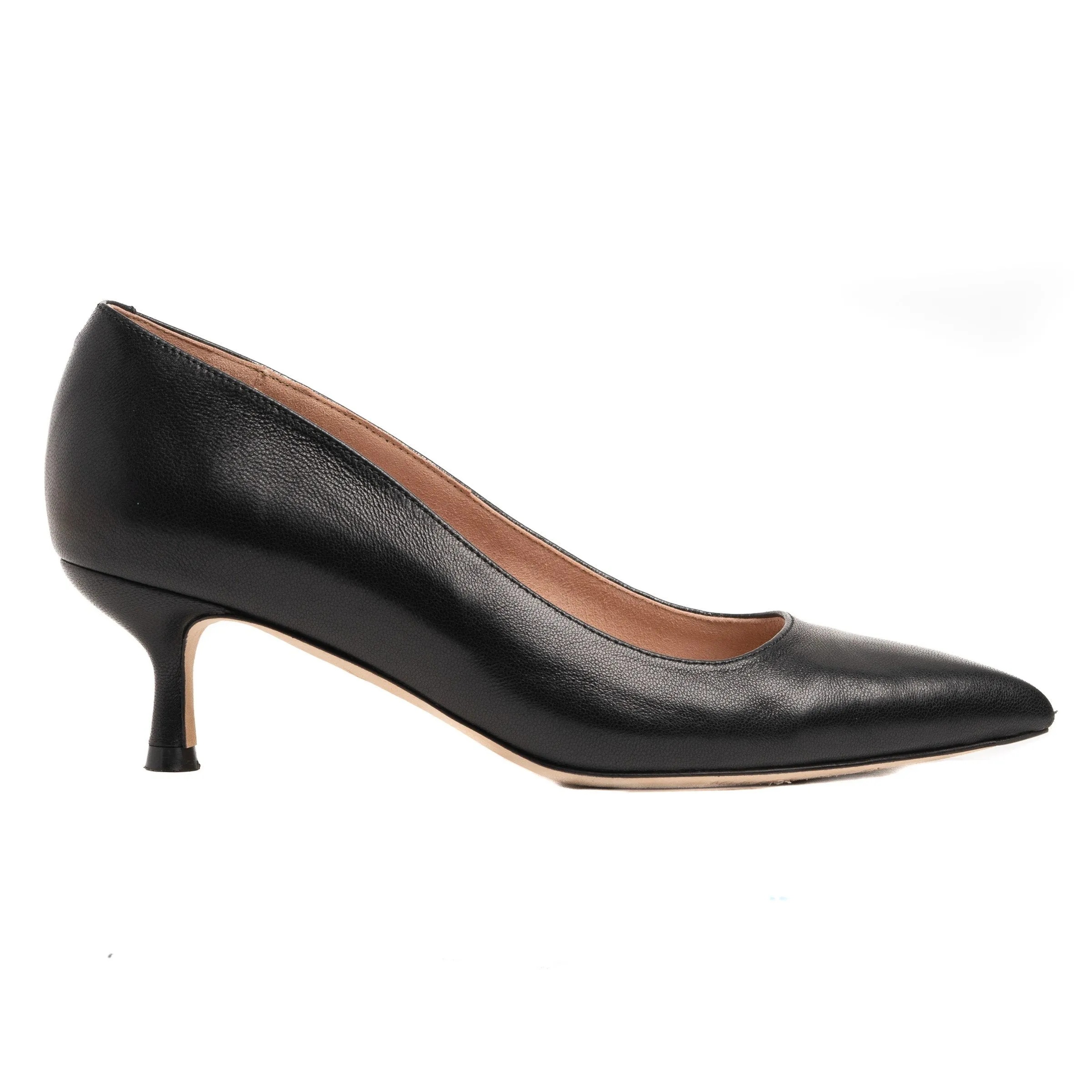 Bossy Beige Leather Kitten Heel