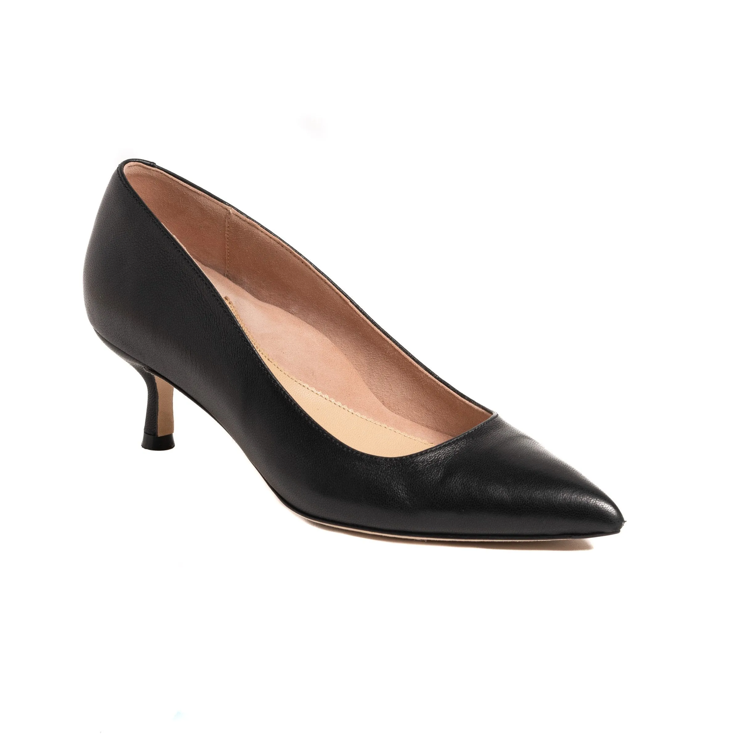 Bossy Beige Leather Kitten Heel
