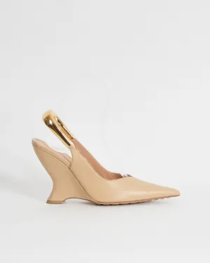 Bottega Veneta 'punta' slingback wedge pumps, nude, 40