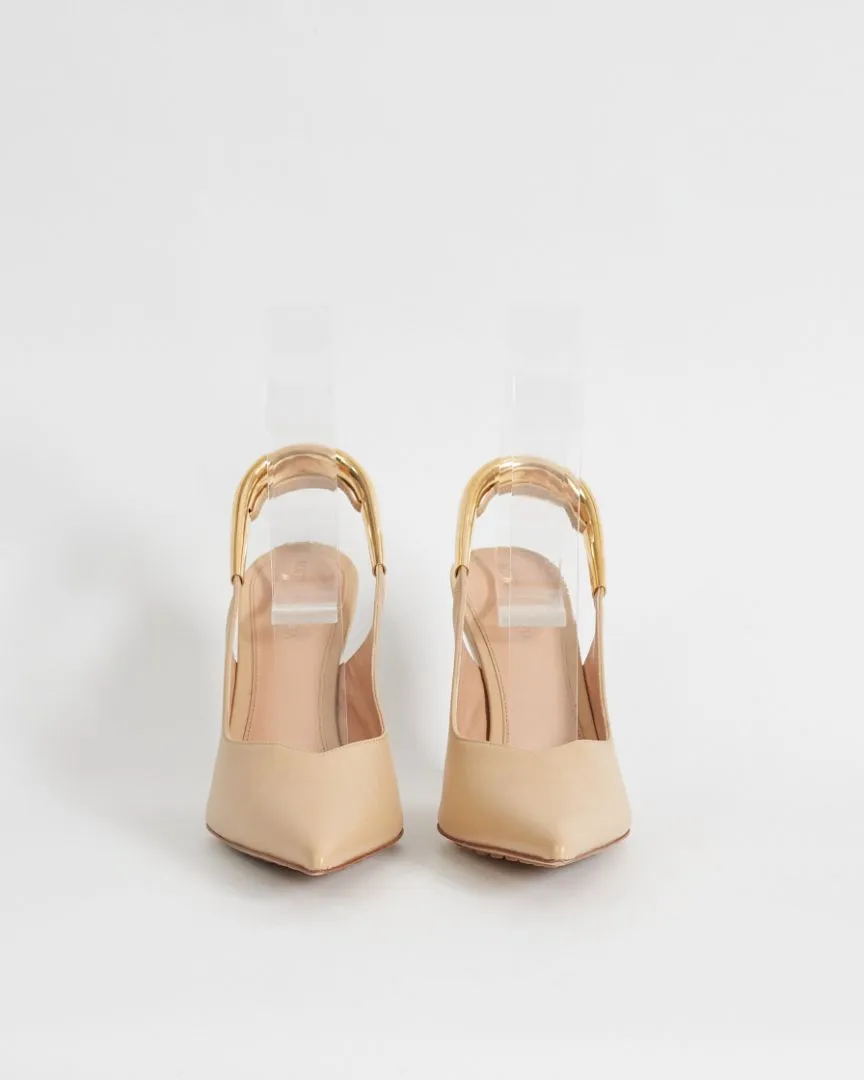 Bottega Veneta 'punta' slingback wedge pumps, nude, 40