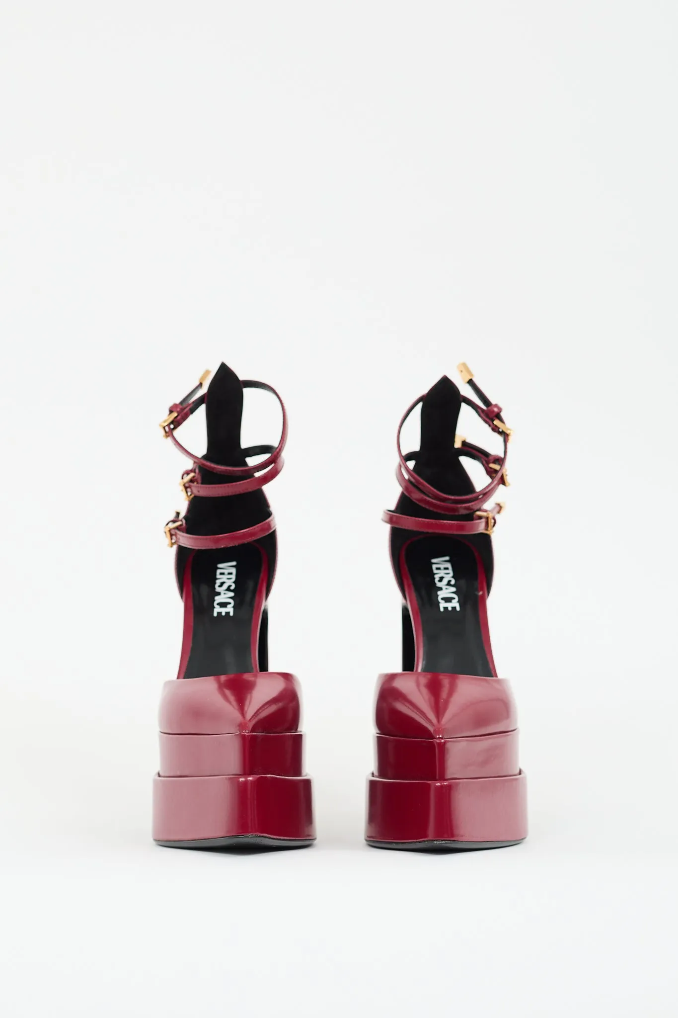 Burgundy Leather Aevitas Strappy Platform Heel