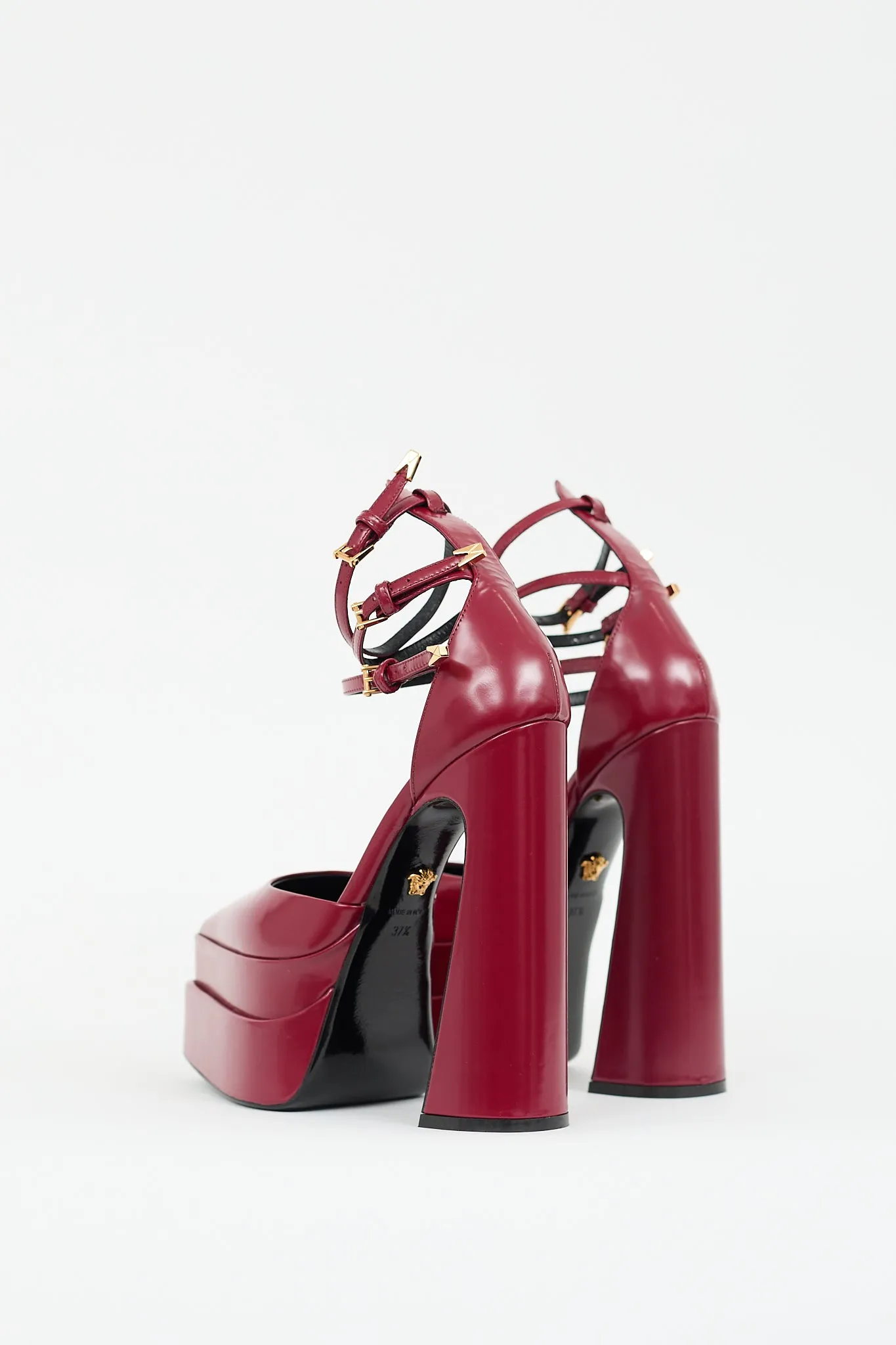 Burgundy Leather Aevitas Strappy Platform Heel