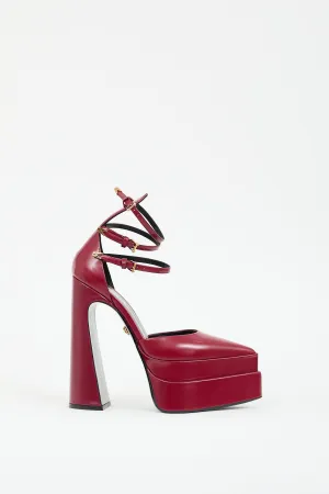 Burgundy Leather Aevitas Strappy Platform Heel