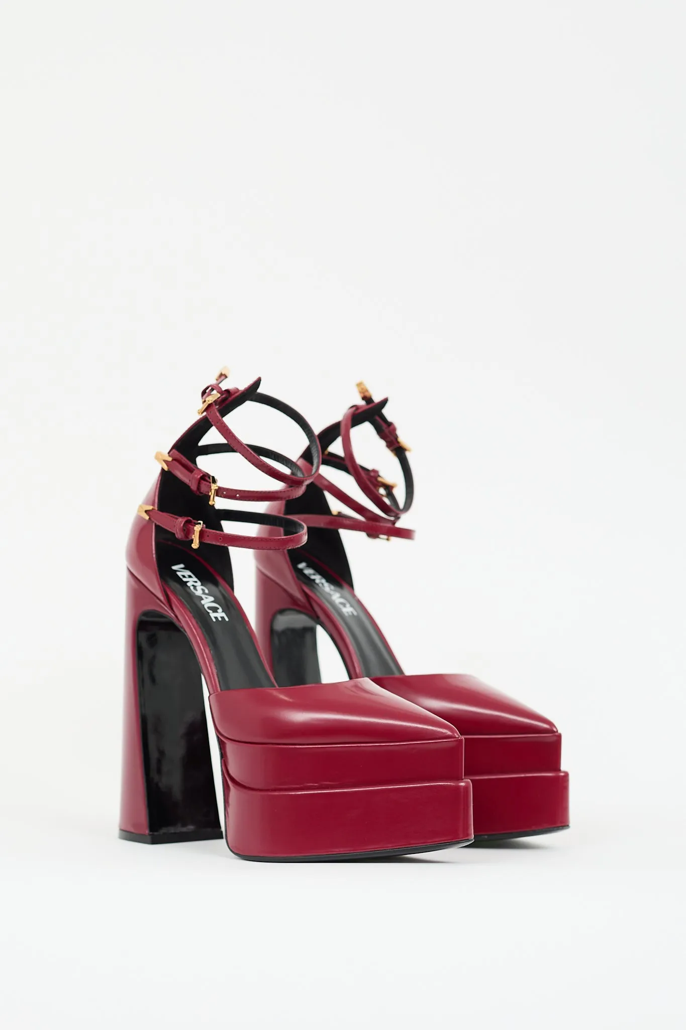 Burgundy Leather Aevitas Strappy Platform Heel