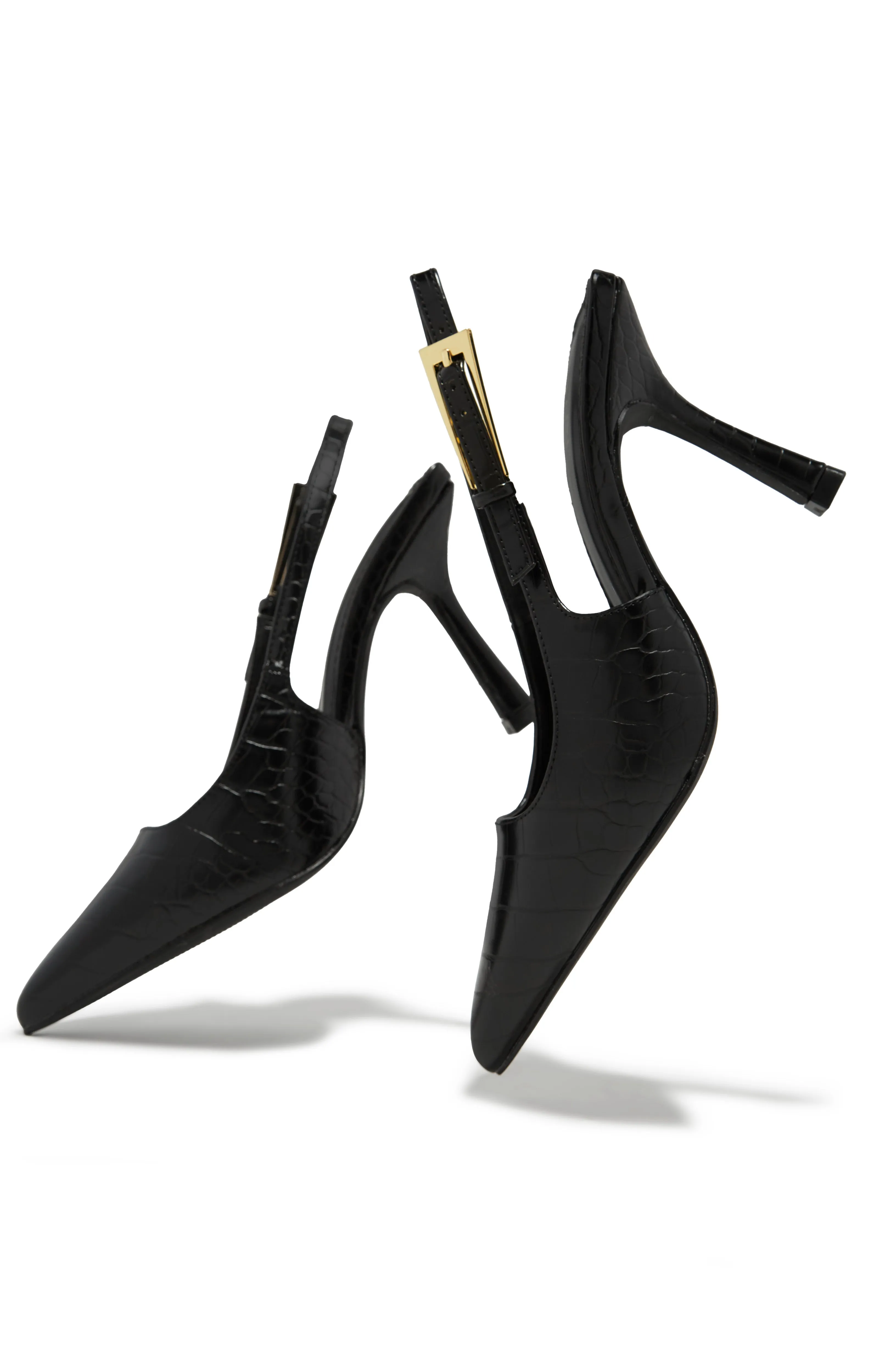 Caroline Slingback Pumps - Black Croc