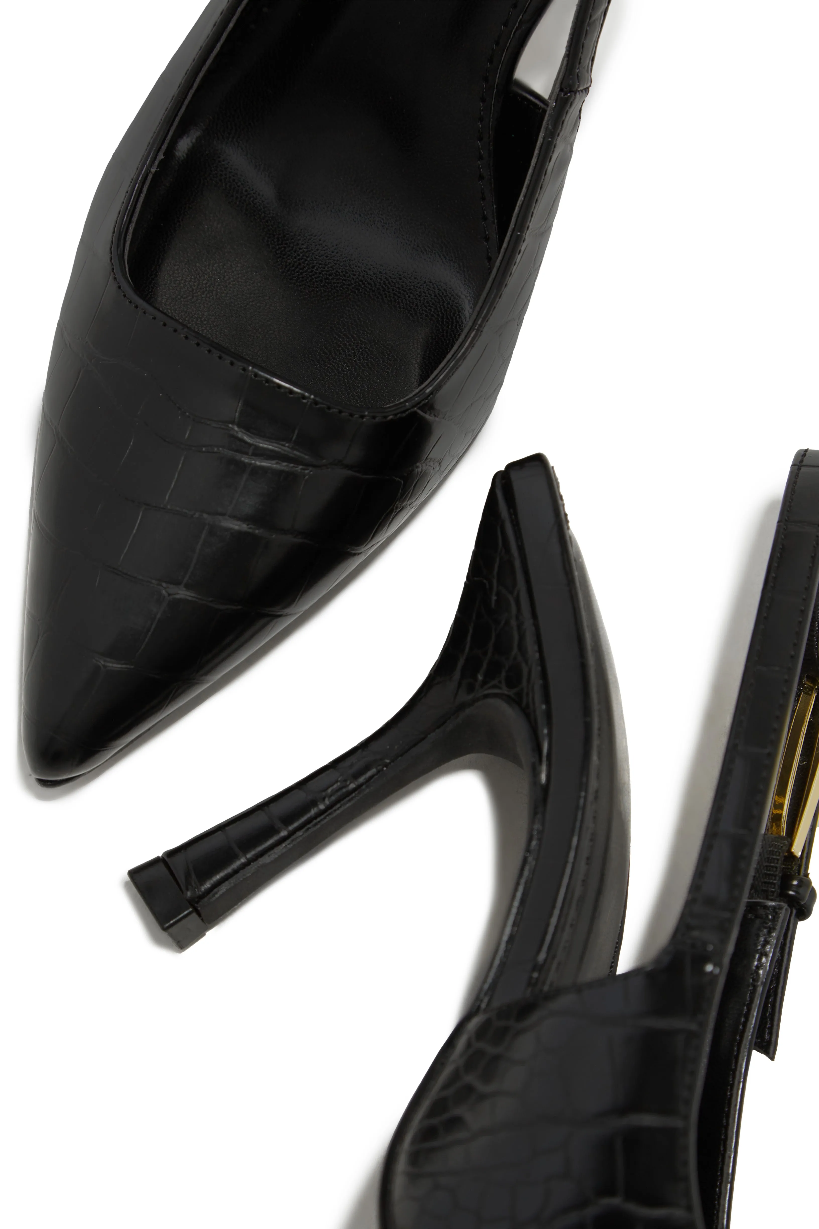 Caroline Slingback Pumps - Black Croc