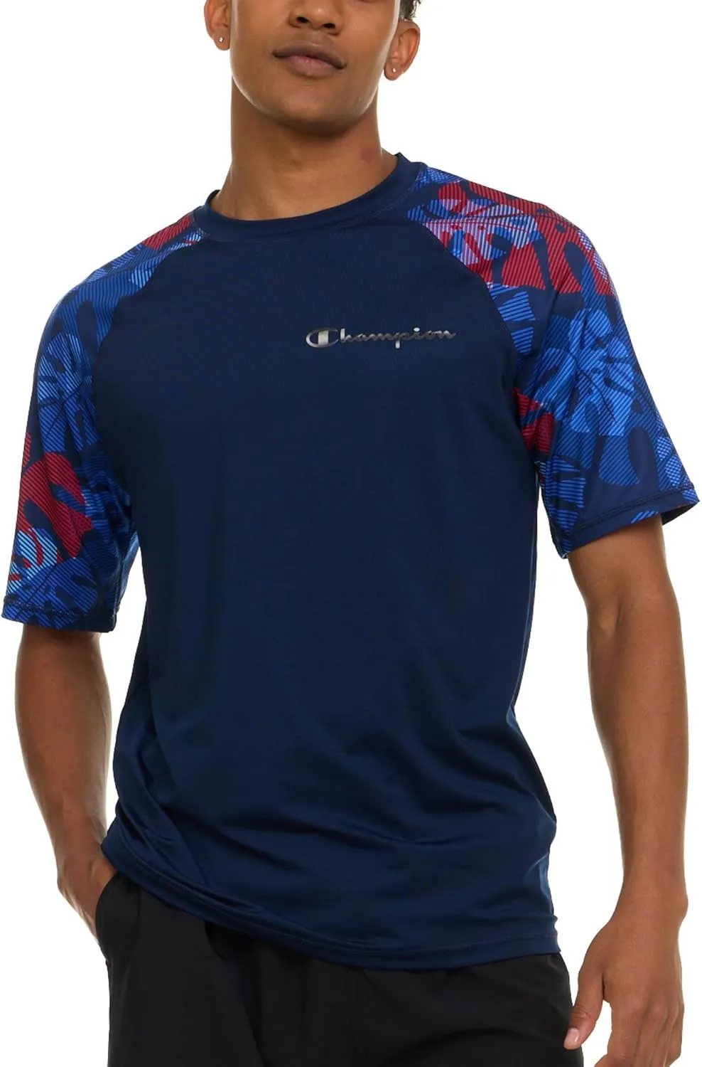 Champion Rash Guard for Men Short Sleeve, Mens Swim Shirt, Sun Shirt UPF  50 UV Protection, SPF Quick Drying Rashguard