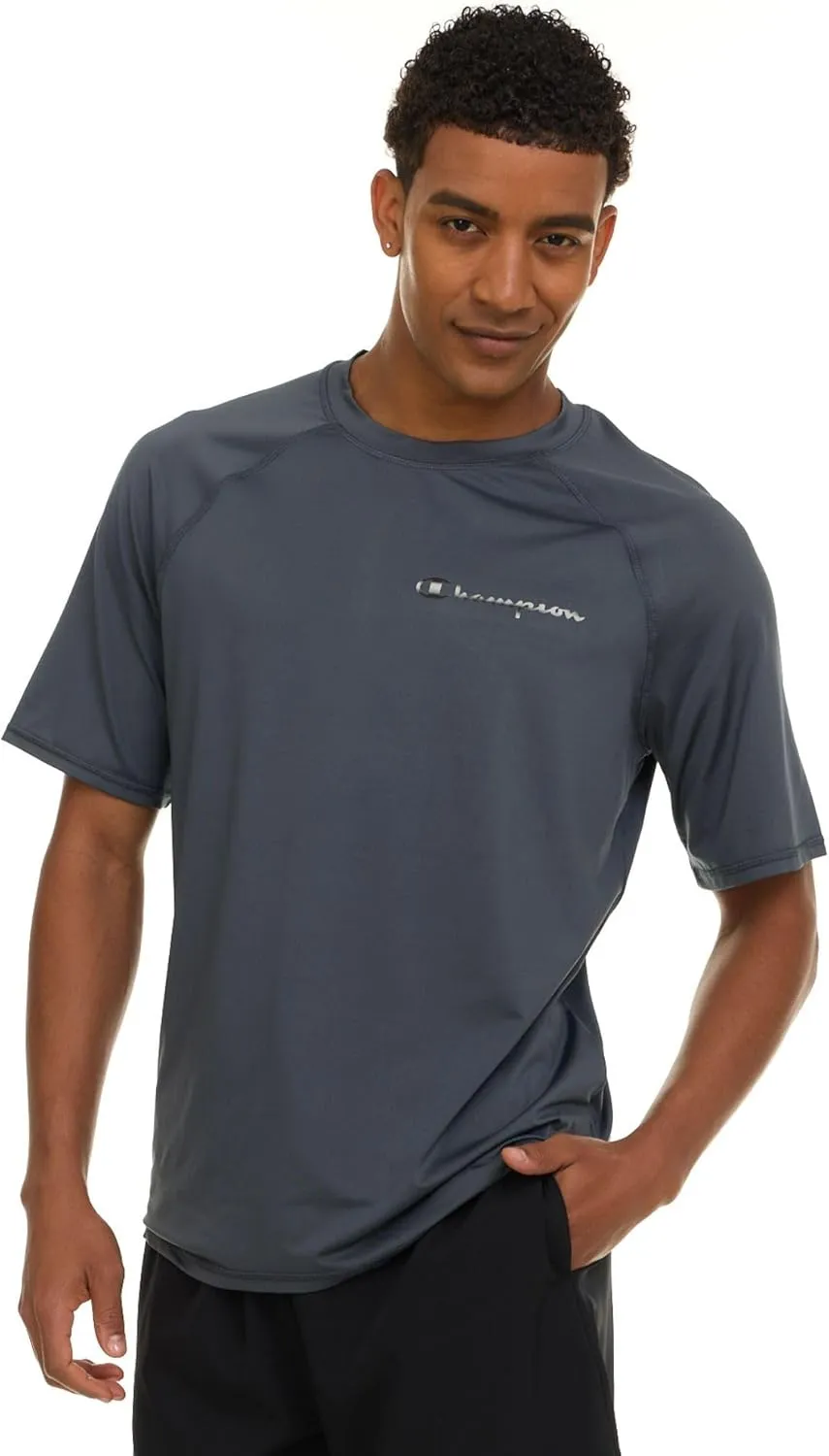 Champion Rash Guard for Men Short Sleeve, Mens Swim Shirt, Sun Shirt UPF  50 UV Protection, SPF Quick Drying Rashguard