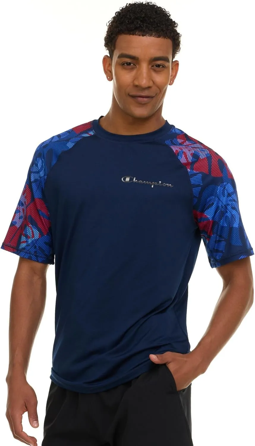 Champion Rash Guard for Men Short Sleeve, Mens Swim Shirt, Sun Shirt UPF  50 UV Protection, SPF Quick Drying Rashguard