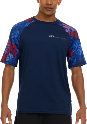 Champion Rash Guard for Men Short Sleeve, Mens Swim Shirt, Sun Shirt UPF  50 UV Protection, SPF Quick Drying Rashguard