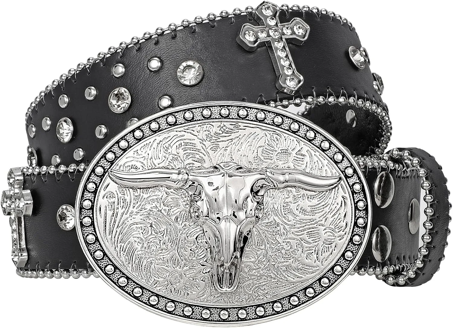 Cowboy Cowgirl Belts for Women Men Western Belts Punk Goth Belt PU Leather Belt With Western Buckle