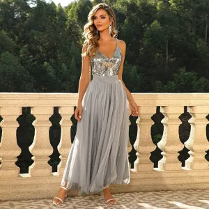 Enchanting Elegance Sequin Tulle Maxi Gown Dress | Sequin Party Dress | Sparkly Maxi Dress