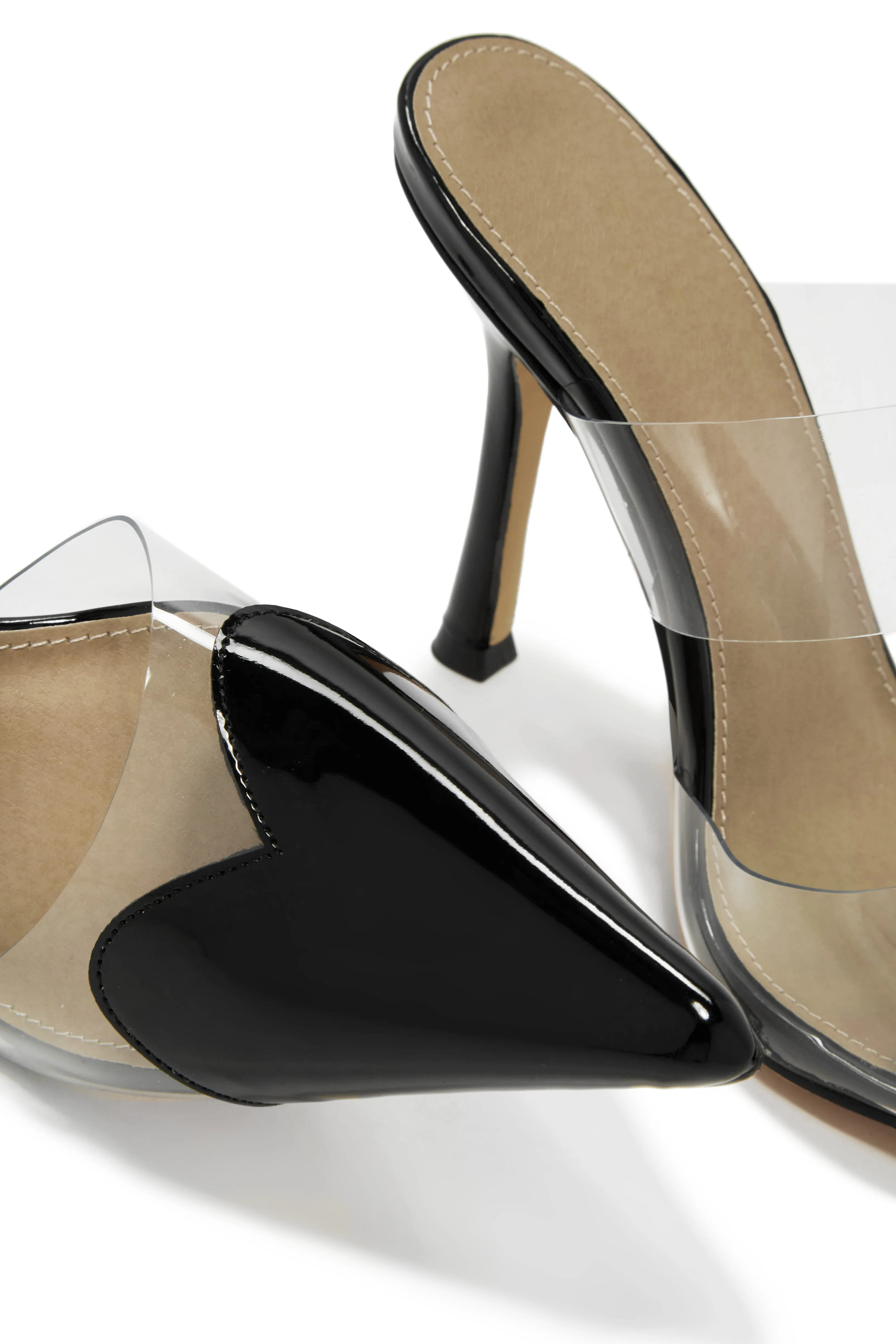 Forever Love Pointed Toe High Heel Mules - Black