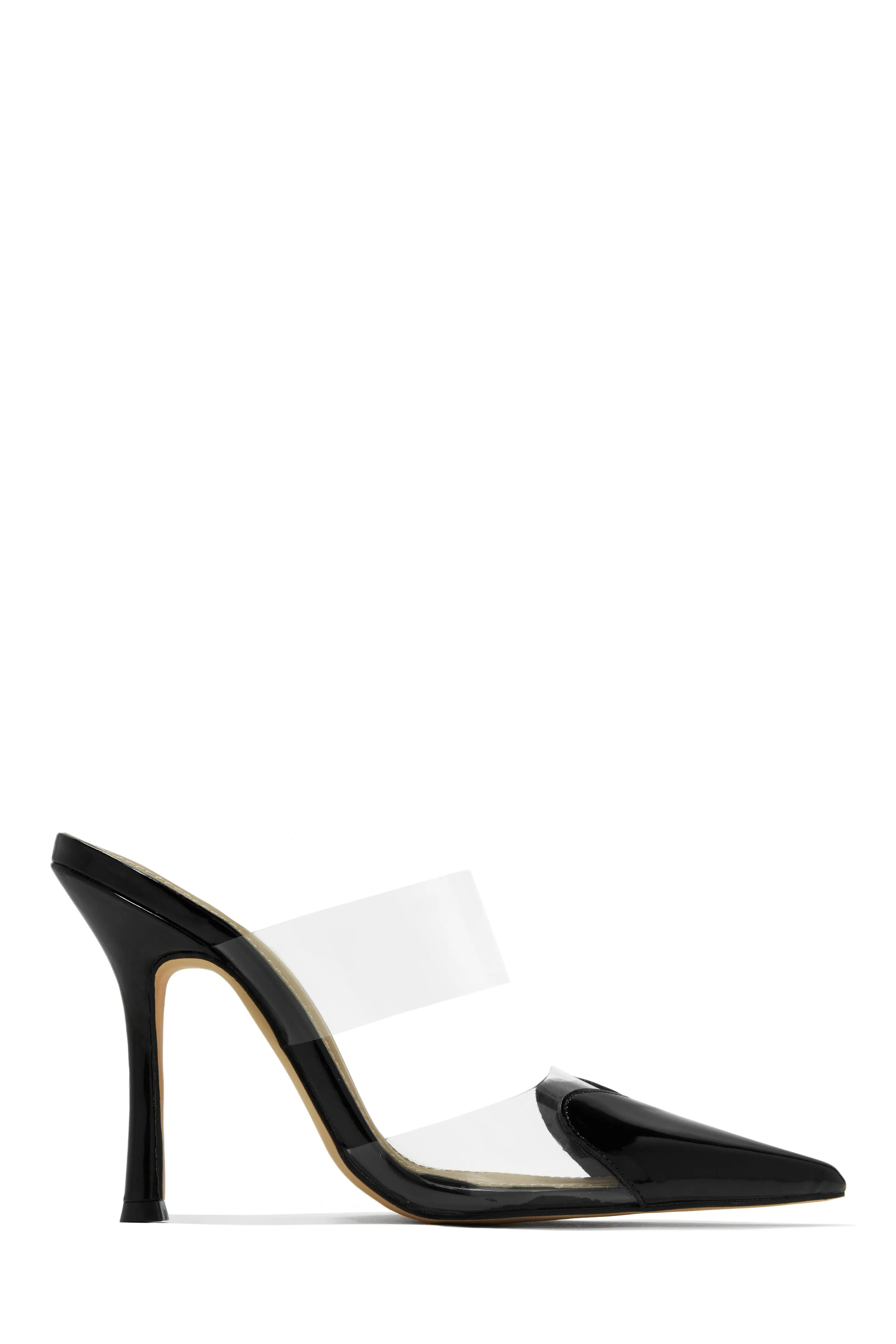Forever Love Pointed Toe High Heel Mules - Black