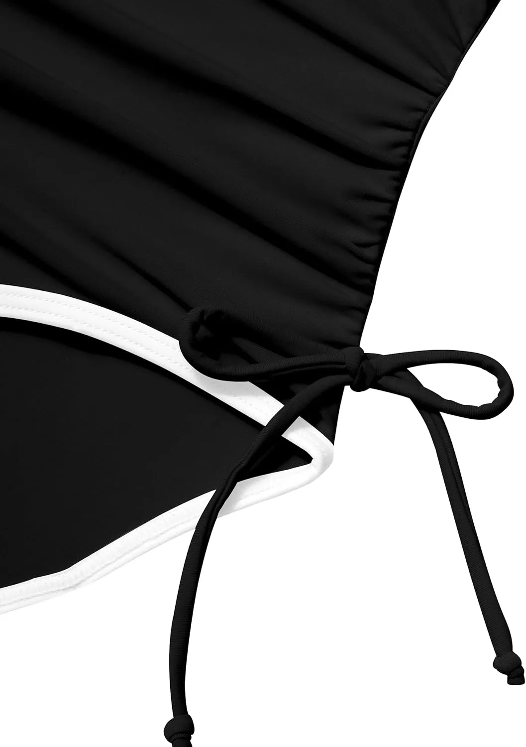 Girls Swimsuit One Piece Bathing Suit Color Block Strap Swimwear Drawstring Swimsuits for Teens 9-16Y with Padded