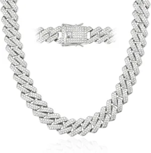 Mens Cuban Link Chain Miami Cuban Necklace 18K Gold Silver Chain Diamond Cut Chains For Men Women 14mm Iced Out Hip Hop Jewelry