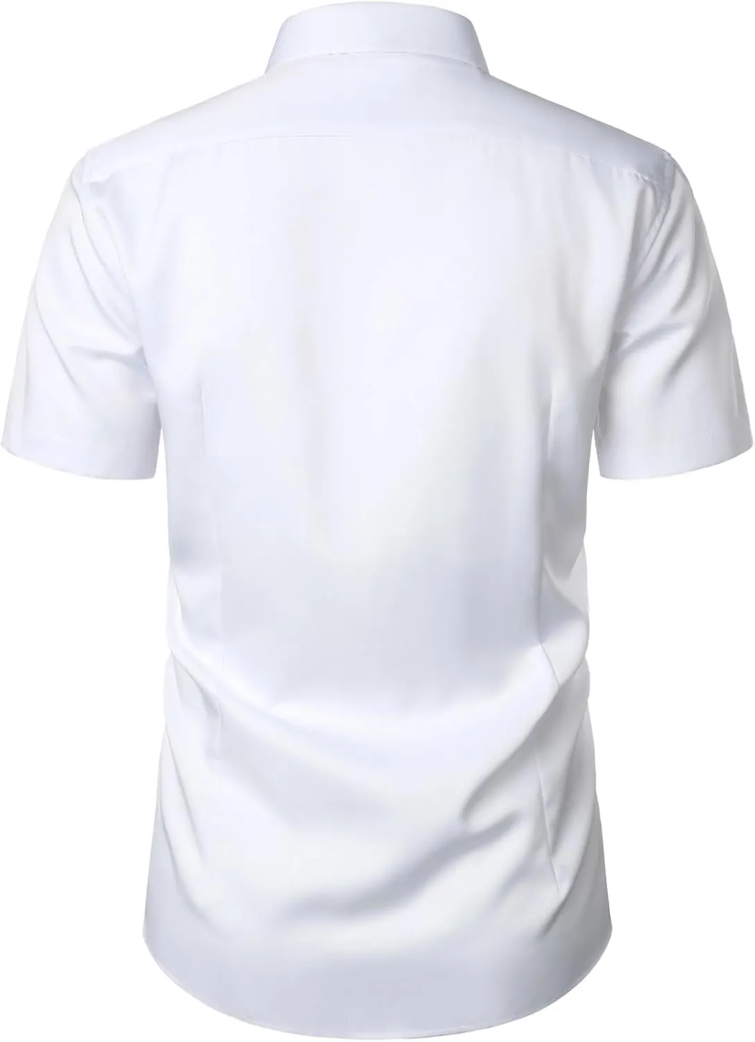 Men's Stretch Wrinkle Free Dress Shirts Formal Wedding Prom Short Sleeve Slim Fit Button Down Shirt