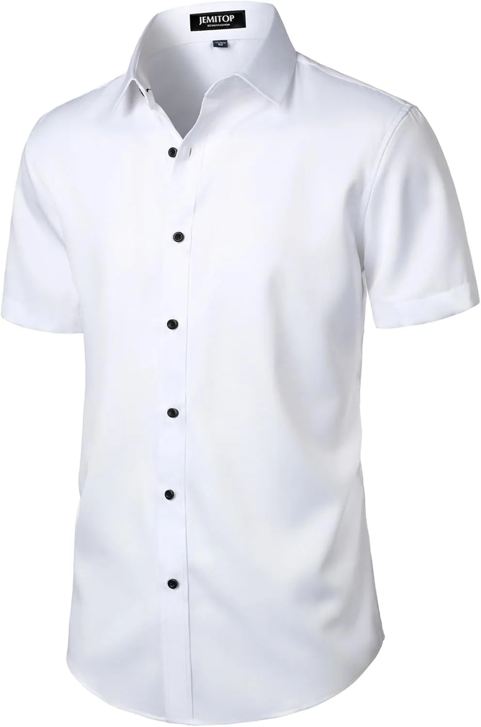 Men's Stretch Wrinkle Free Dress Shirts Formal Wedding Prom Short Sleeve Slim Fit Button Down Shirt