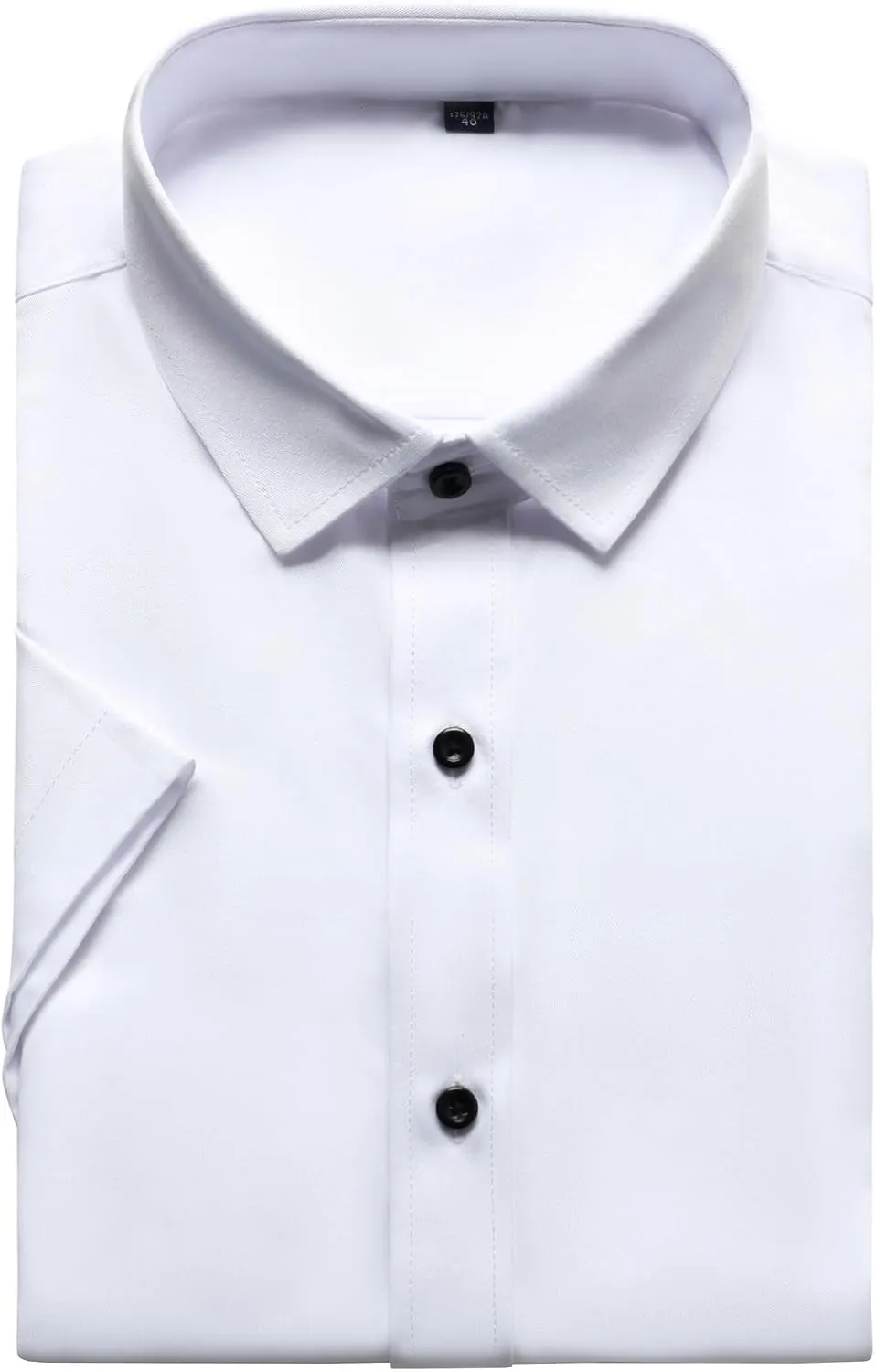 Men's Stretch Wrinkle Free Dress Shirts Formal Wedding Prom Short Sleeve Slim Fit Button Down Shirt