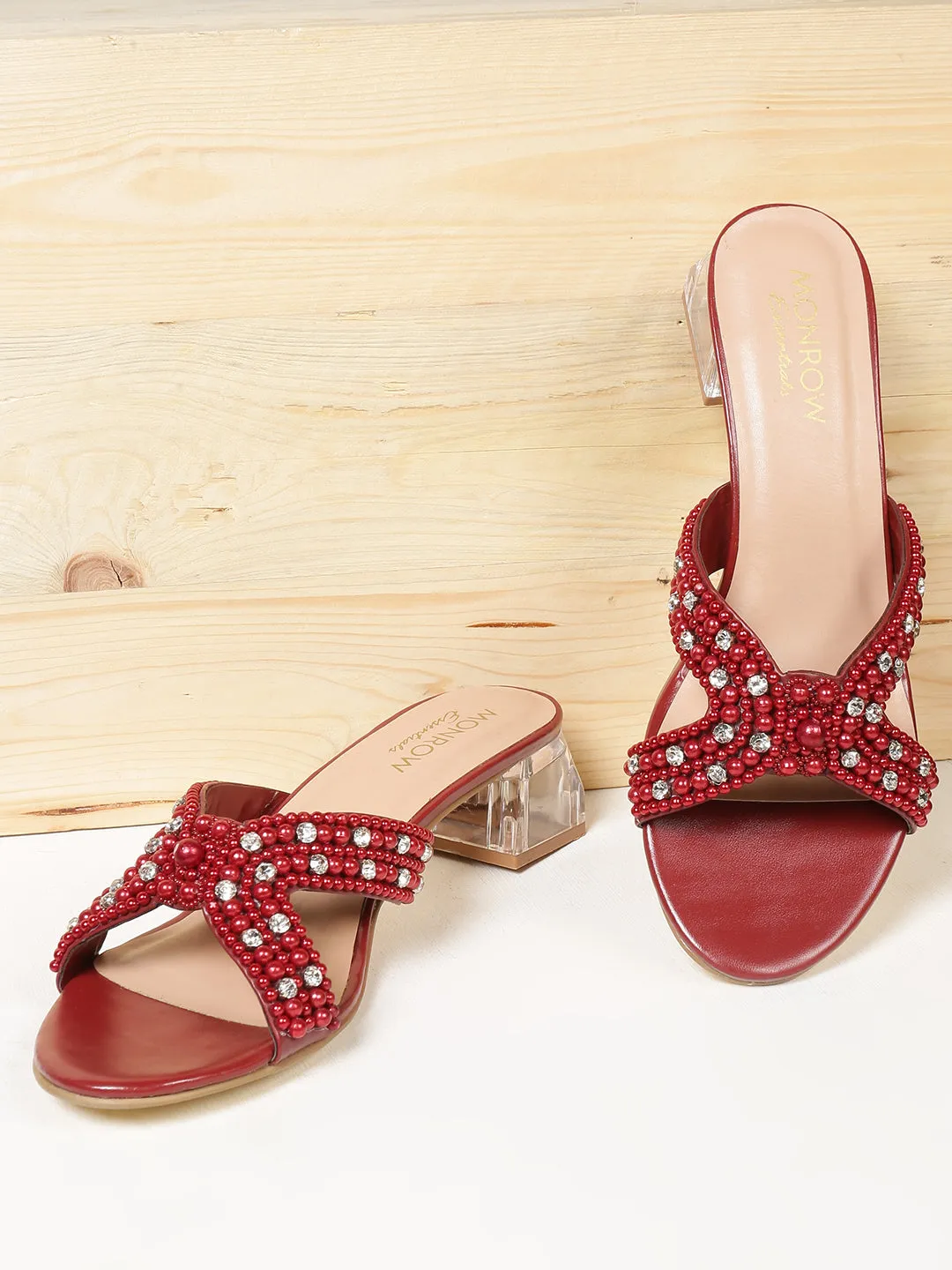 Milla Maroon Block Heels