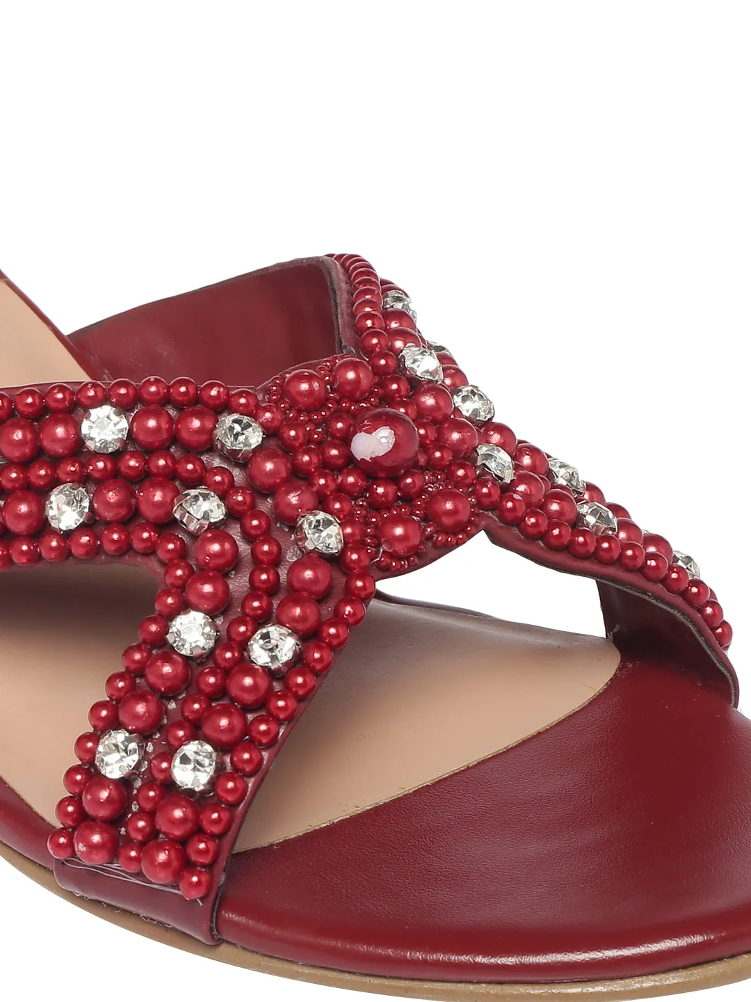 Milla Maroon Block Heels