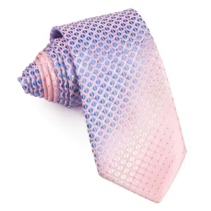 Pierre Cardin Men's Silk Rhinestone Neck Tie Blue Checked On Pink With Silver Sparkles