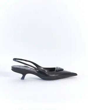 Prada 'brushed leather slingback' pumps, black, 41