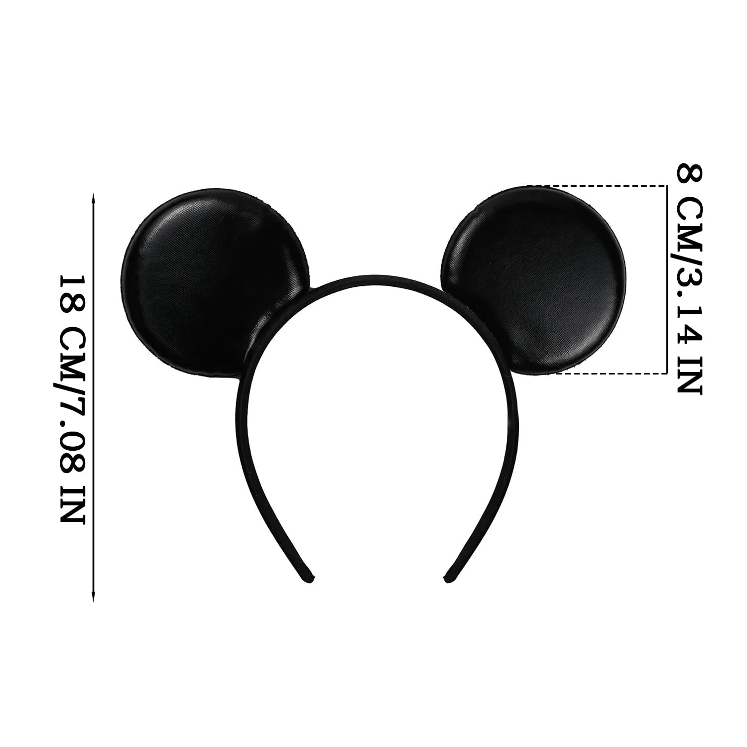 PU Black Mouse Ear Headband Fashion Hairband for Amusement Park Party Unisex Adult and Children