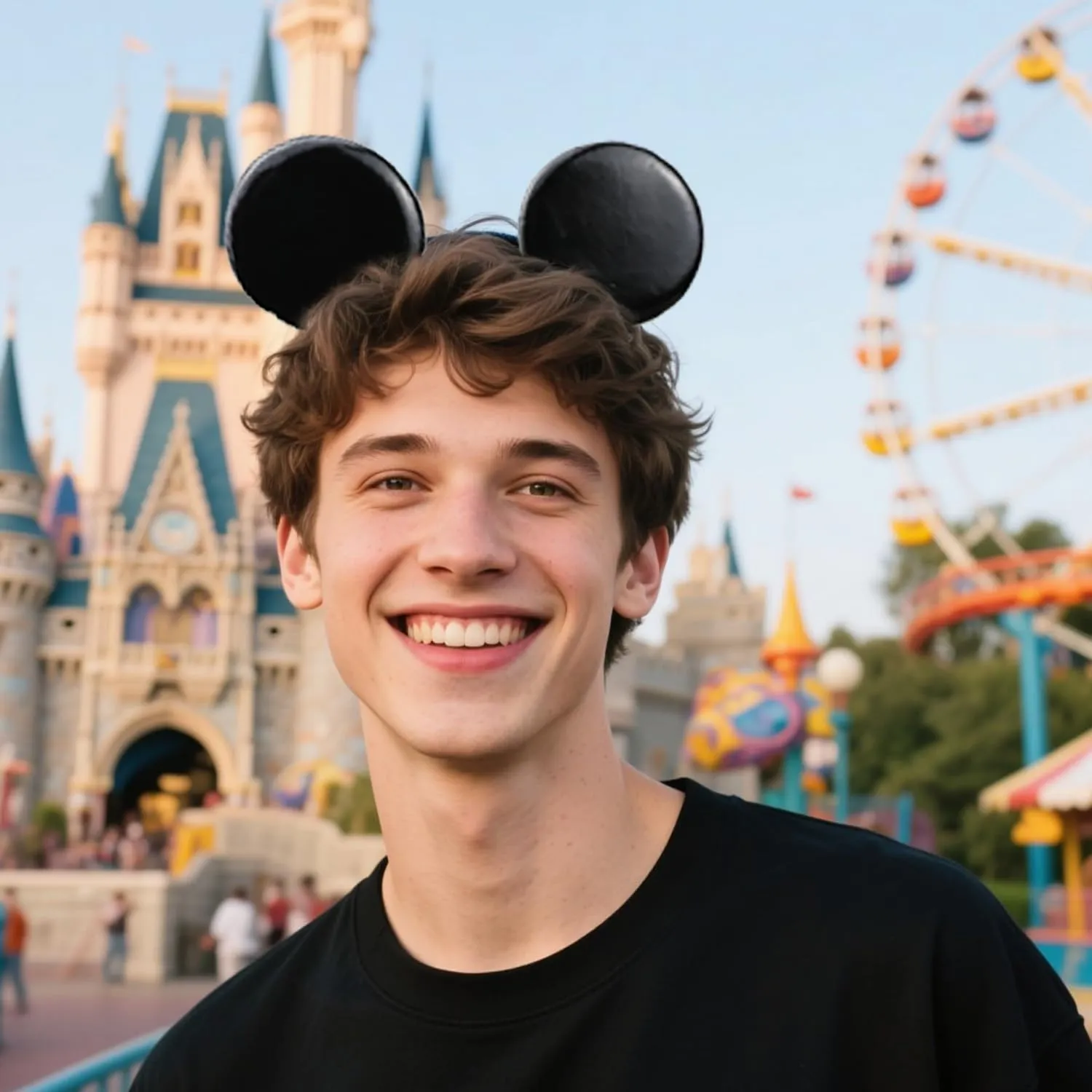 PU Black Mouse Ear Headband Fashion Hairband for Amusement Park Party Unisex Adult and Children