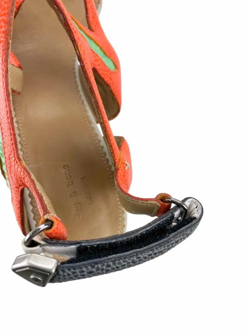 Rag & Bone, Women's Colorblock Stappy Sandal, Orange/Multi, Size 37 (US 6.5)