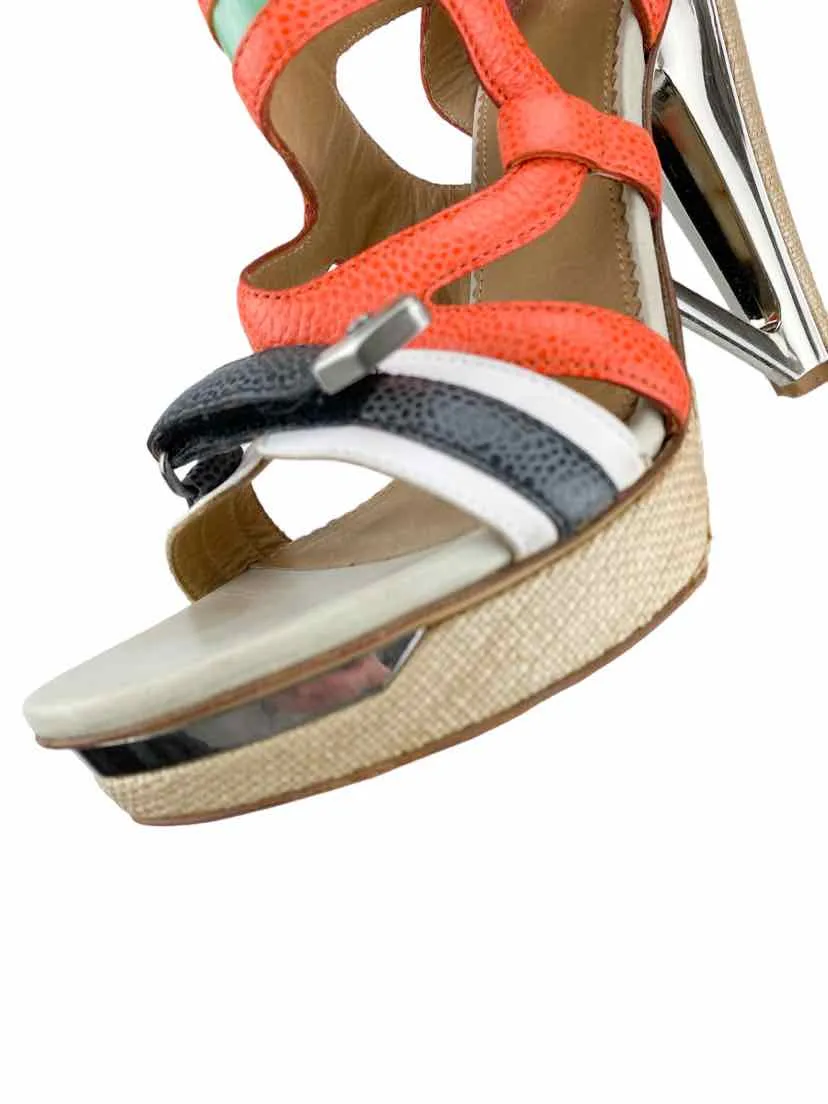 Rag & Bone, Women's Colorblock Stappy Sandal, Orange/Multi, Size 37 (US 6.5)
