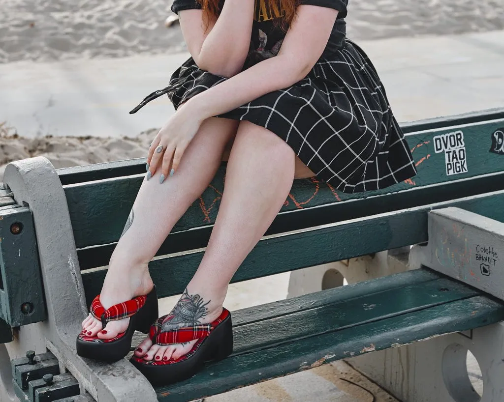 Red Tartan Strappy Bubble Heel