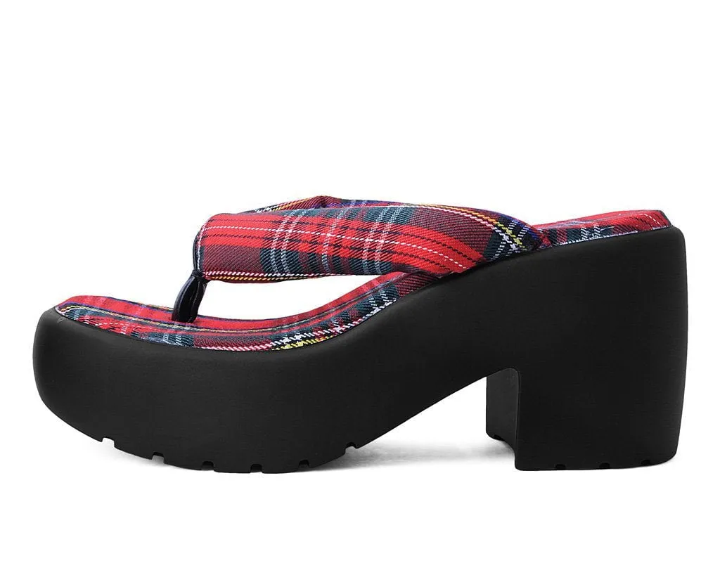 Red Tartan Strappy Bubble Heel