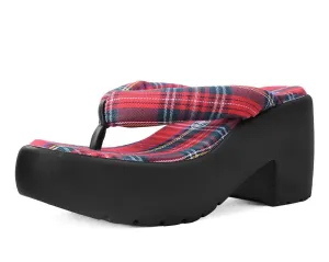 Red Tartan Strappy Bubble Heel