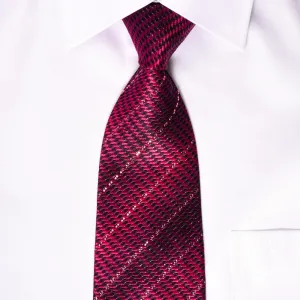 Renoma Silk Necktie Purple Striped Rhinestones On Purple With Silver Sparkles