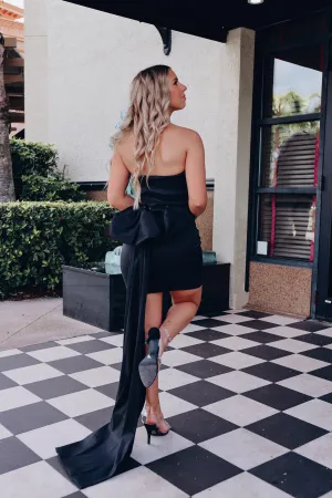 Sadie Bow-Back Mini Dress - Black