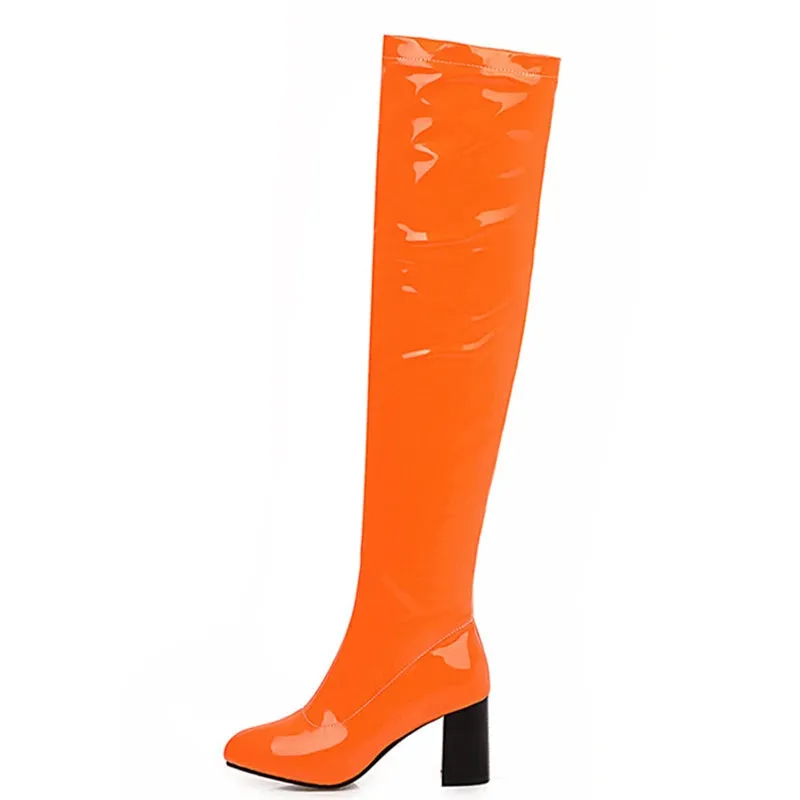 Salwa Patent Boot - Orange