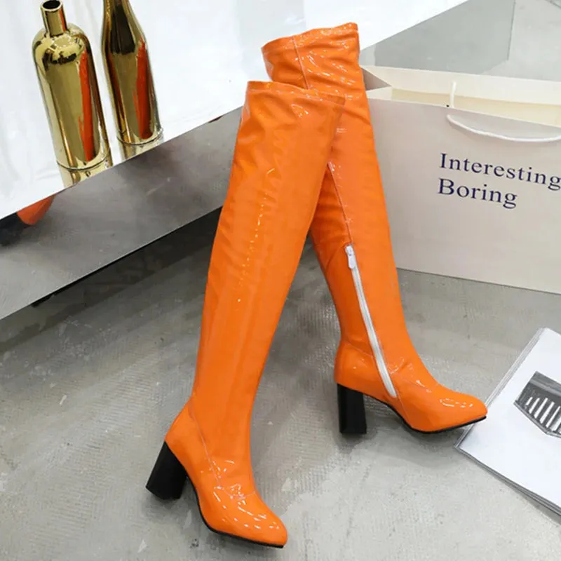 Salwa Patent Boot - Orange