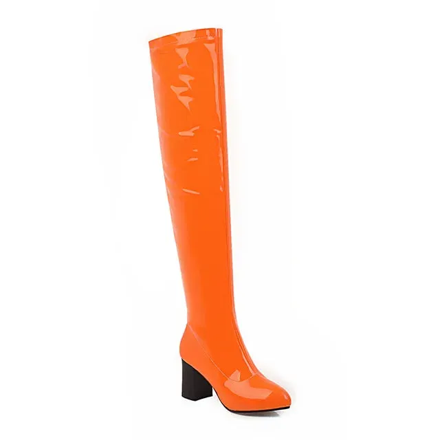 Salwa Patent Boot - Orange