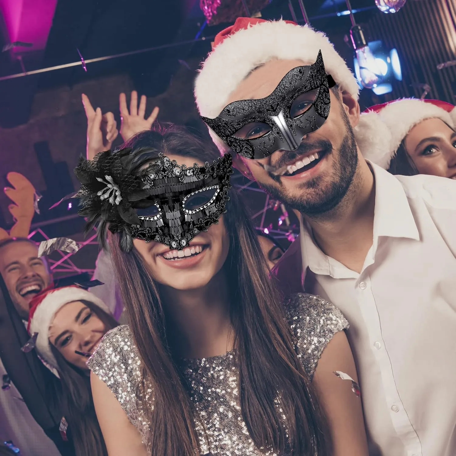 SIQUK Couple Masquerade Masks Set Venetian Party Mask Costume Mask