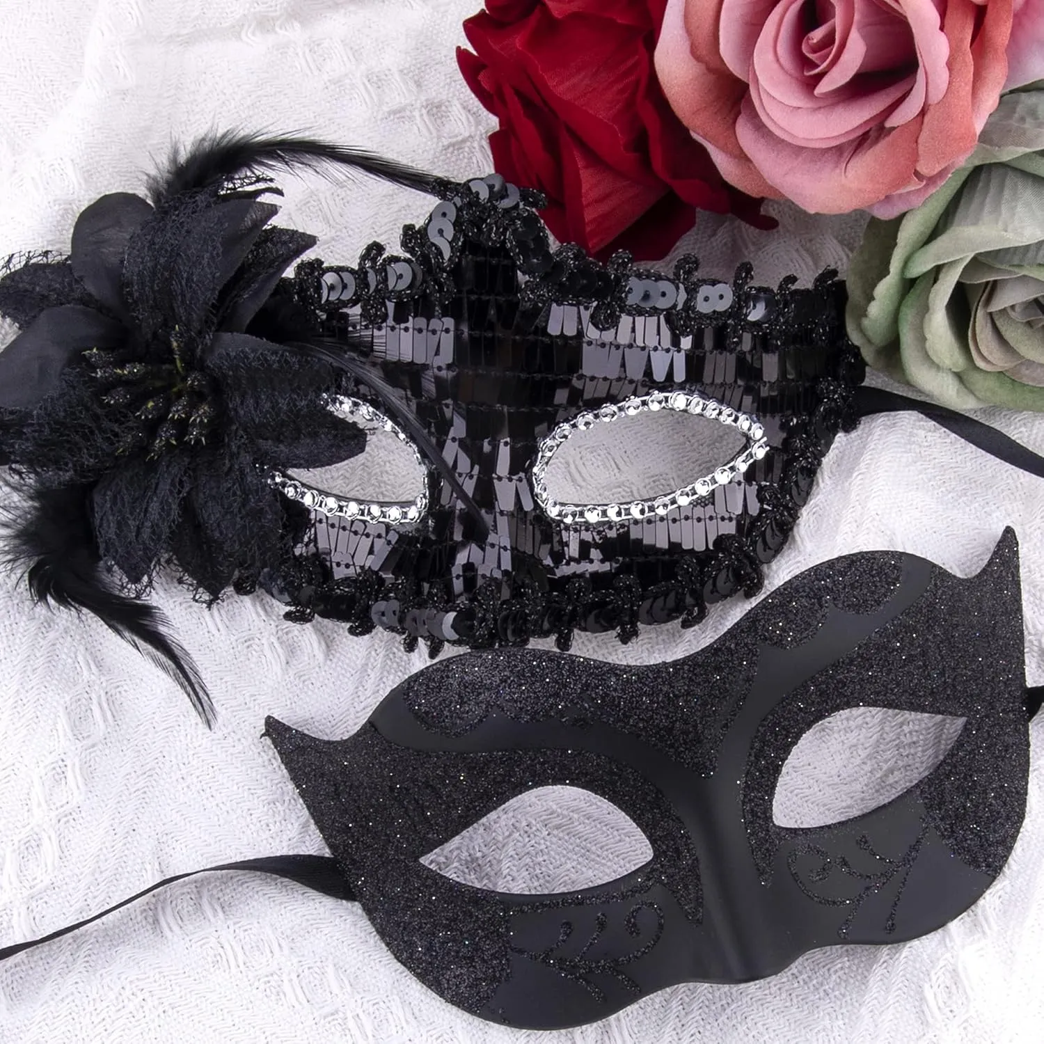 SIQUK Couple Masquerade Masks Set Venetian Party Mask Costume Mask
