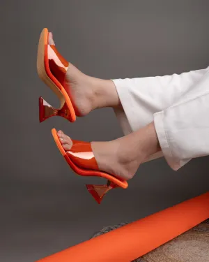 Sole-39 Orange transparent single Strap heels - Stylish Comfort day to night wear -Mars