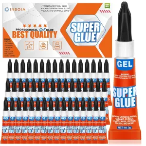 Super Glue Gel Clear Non-Drip, 48 X 3g All Purpose Strong Adhesive Ca Glue Quick Dry Instant Glue for Plastic, Metal, Ceramic, Shoe, Wood, Leather, Model, Aquarium, Rhinestone, Jewelry and DIY Crafts